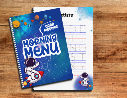 Level 1: PERSONALIZABLE | Outerspace Preschool & Kindergarten Homeschool or Morning Menu (9 pages)