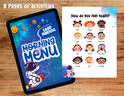 PRINTABLE | Outerspace Preschool & Kindergarten Homeschool or Morning Menu