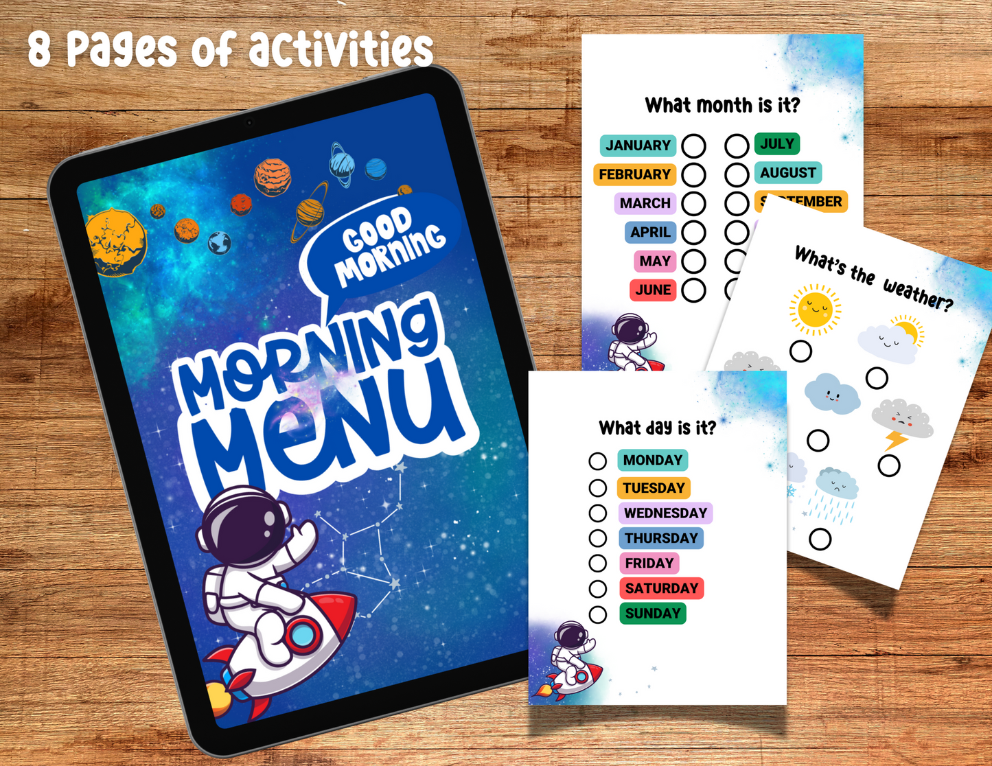 PRINTABLE | Outerspace Preschool & Kindergarten Homeschool or Morning Menu