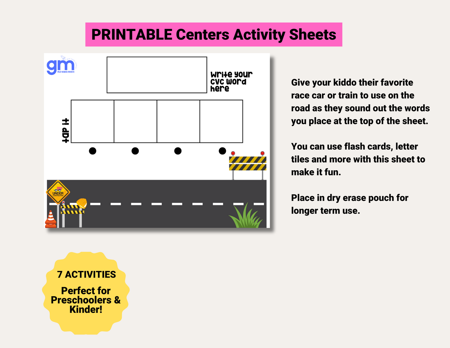 PRINTABLE | Centers Activity Sheets, Centers Phonics and Learning Sheets