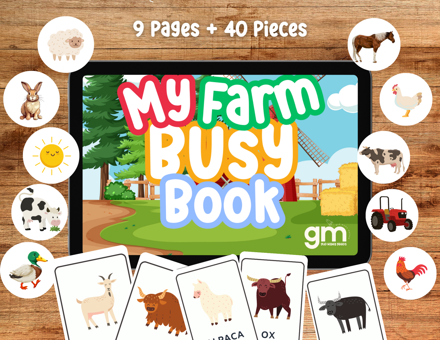 PRINTABLE | Gud Mama Animal Adventure Farm Busy Book| 9 Pages + 40 Pieces