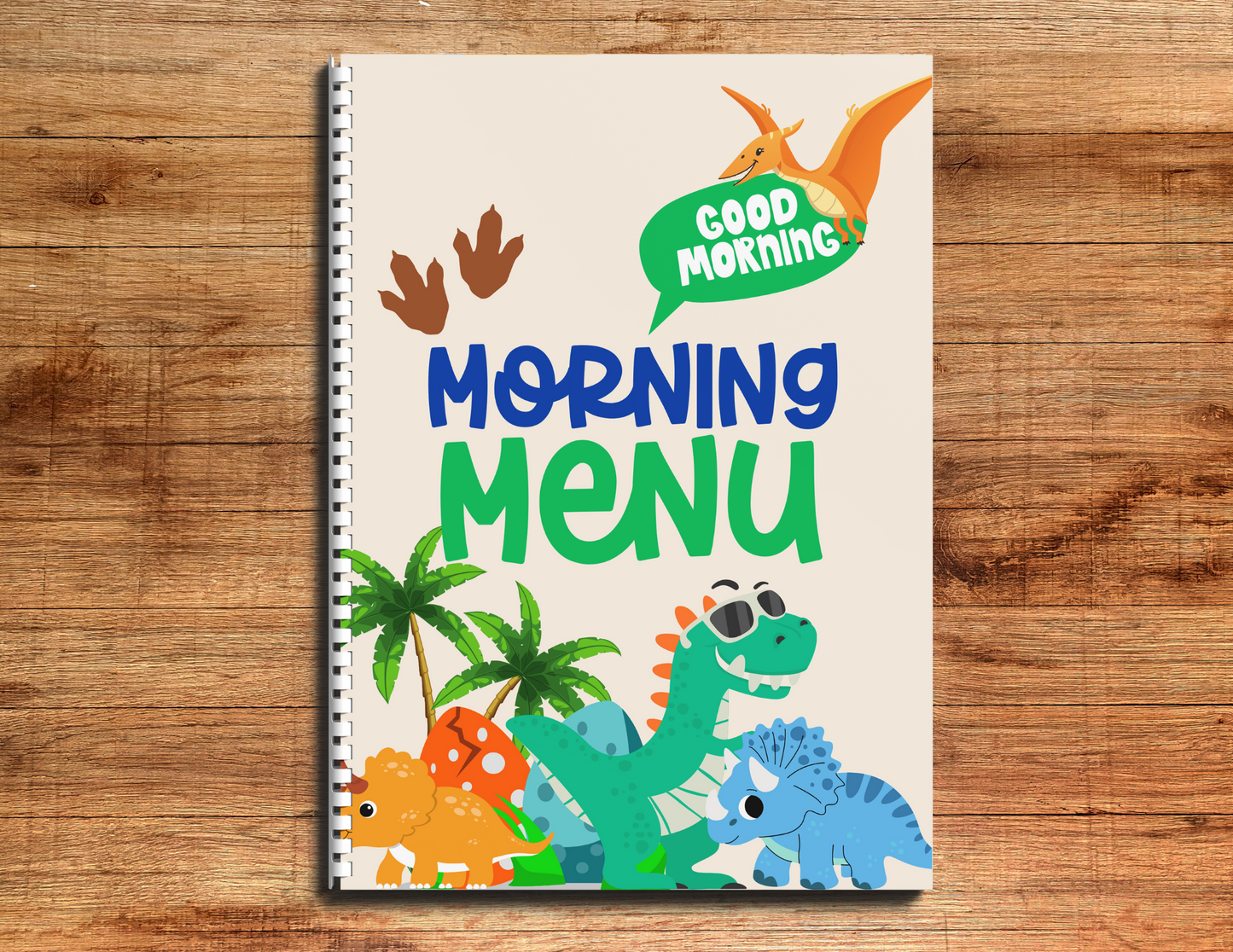 PERSONALIZABLE | Dinosaur Preschool & Kindergarten Homeschool or Morning Menu (9 pages)