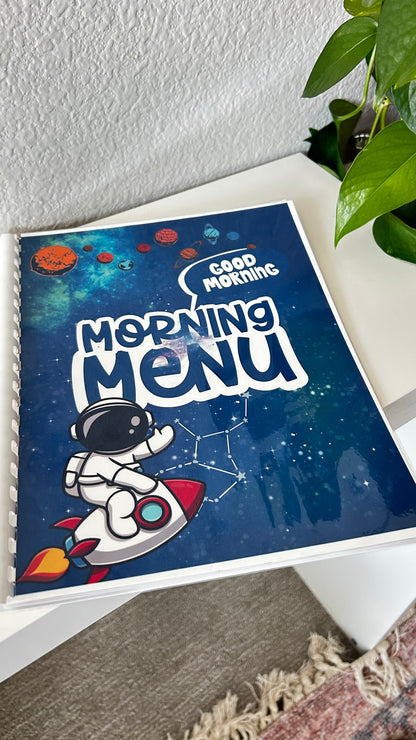 Level 1: PERSONALIZABLE | Outerspace Preschool & Kindergarten Homeschool or Morning Menu (9 pages)